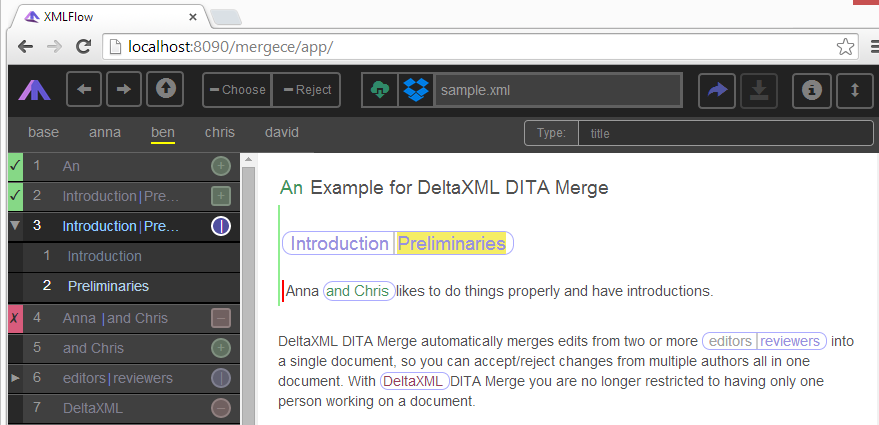 Screenshot of XMLFlow application