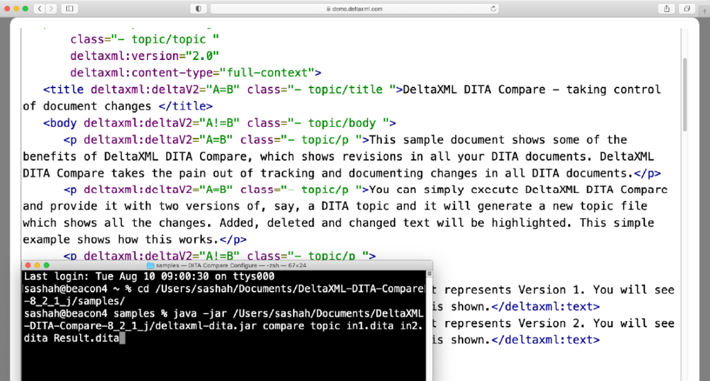 DITA Compare Diff 2 DITA Documents with Precision